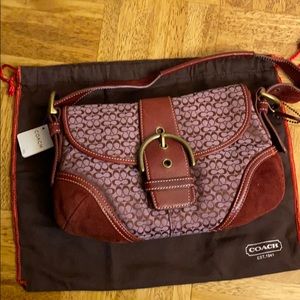 Coach Monogram suede shoulder bag